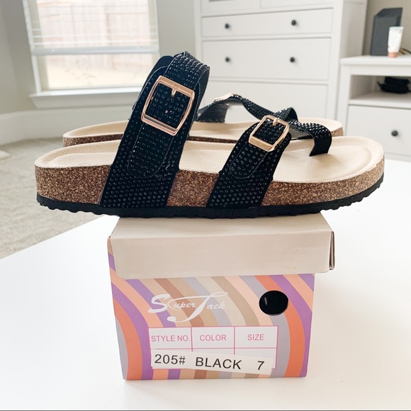 SuperJack Black Slide Sandals #205 - Picture 8 of 8
